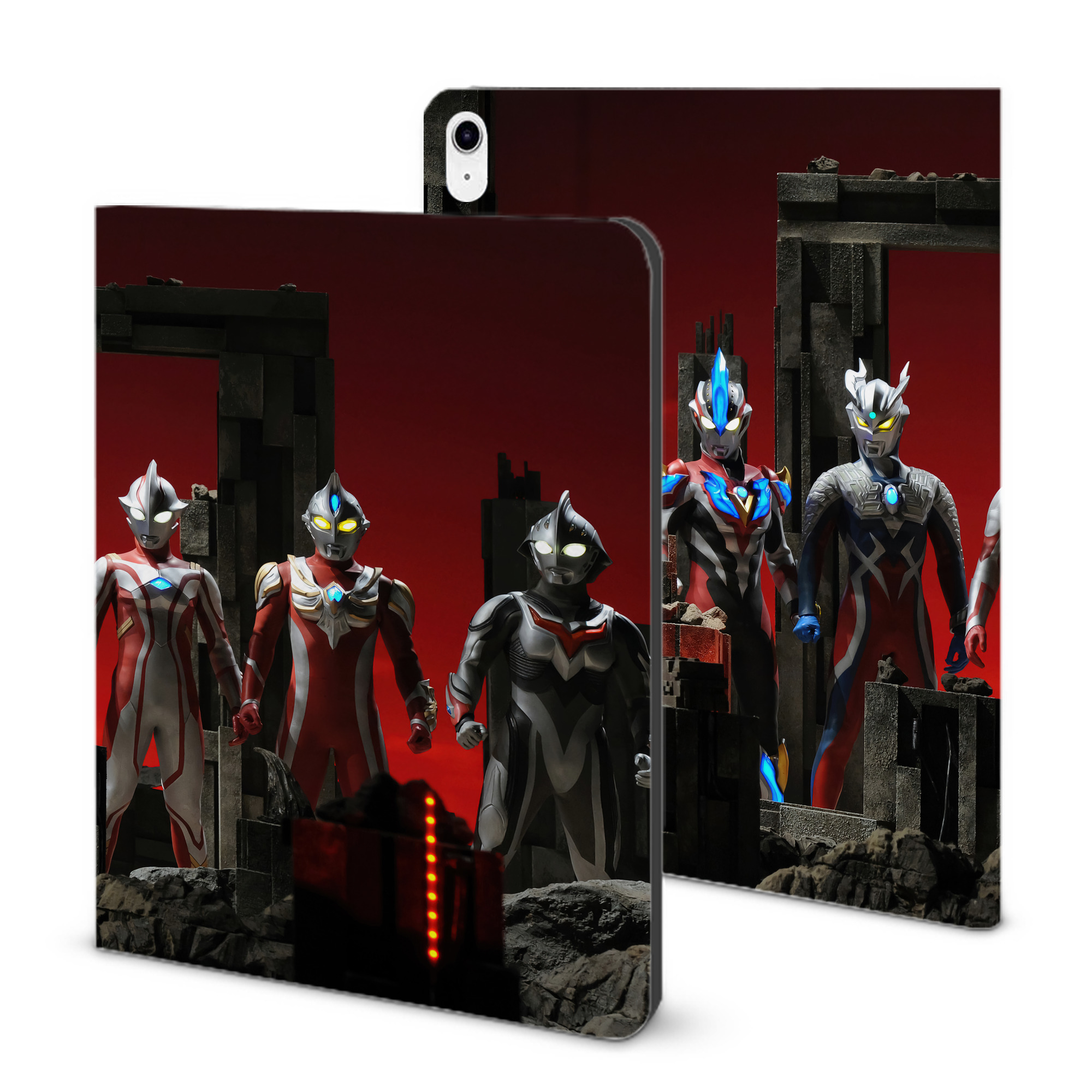 （画像用） ウルトラマン Ultraman IPad ケース ブック型 PUレザー TPU 耐衝撃 軽量 薄型 ペン収納なし 全面保護 IPad 各モデル対応